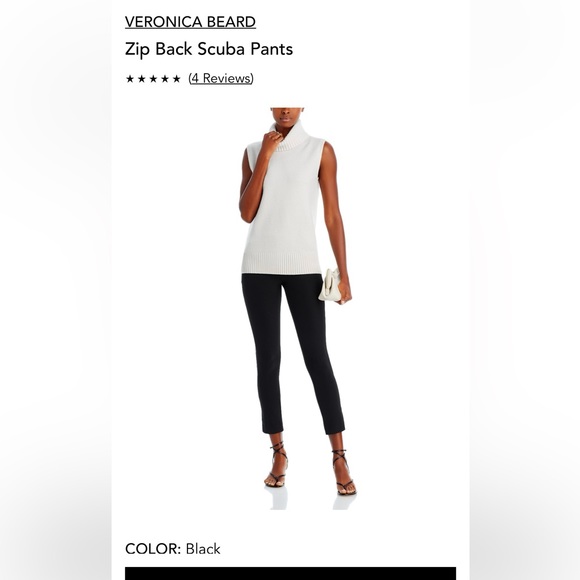 NWT - Veronica Beard zip back scuba pants - black size 10 - Picture 4 of 5